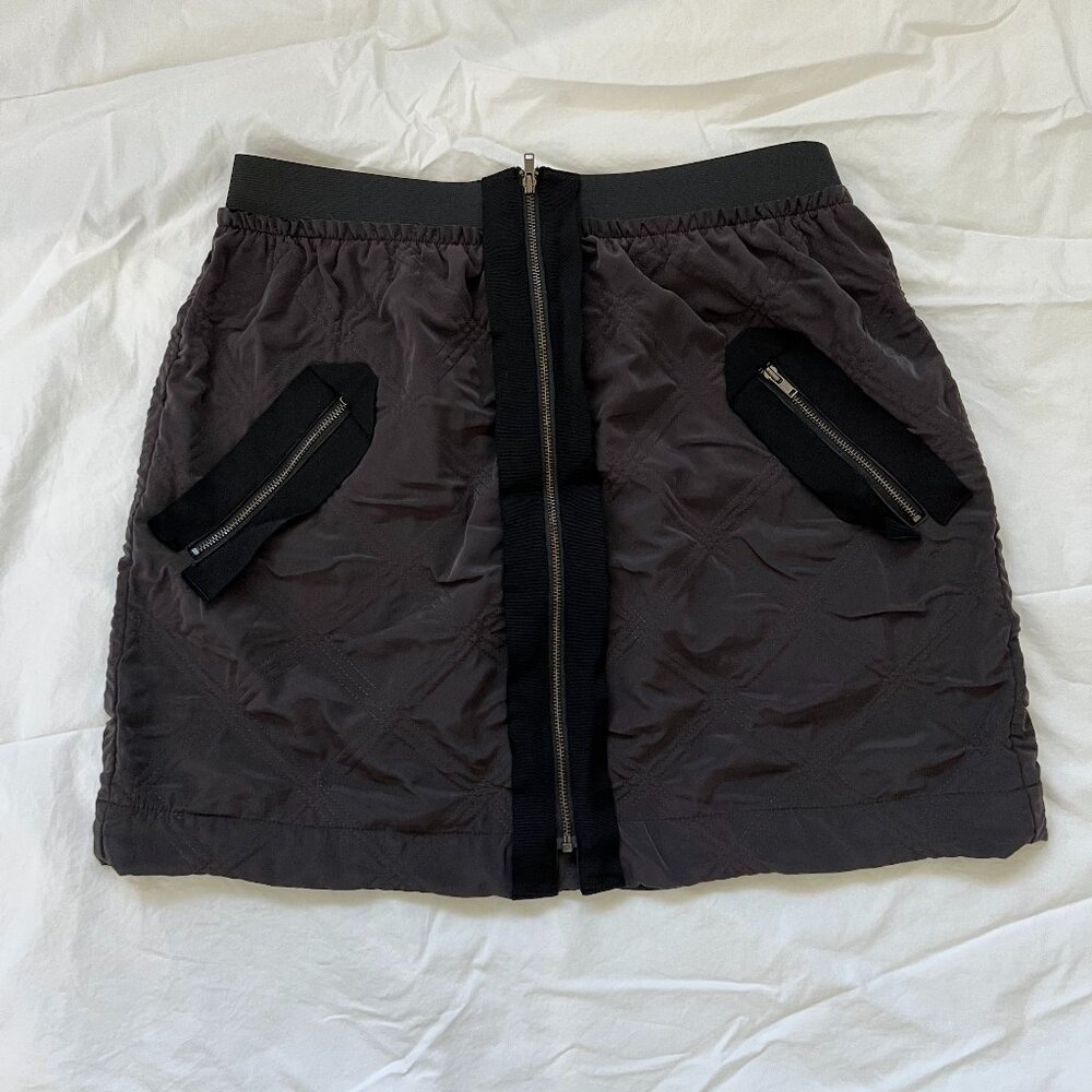 Leifnotes (by Anthropologie) Dark Gray Quilted Zippered Mini Skirt